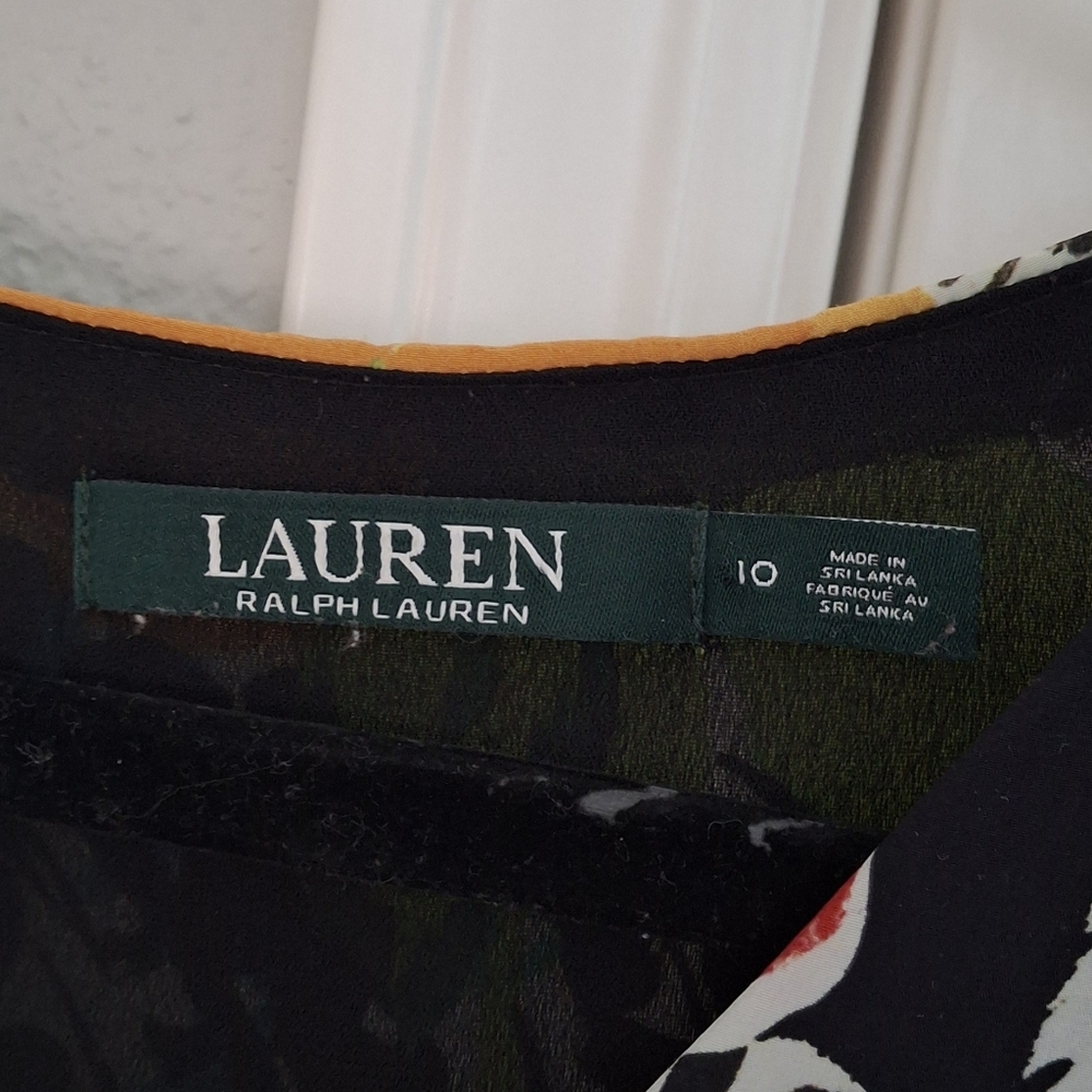 LAUREN RALPH LAUREN Floral Dress Vtg Vibe Chiffon Lined Suze 6 - Picture 4 of 10
